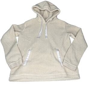 Abercrombie & Fitch Oversized Hoodie XS Beige Sherpa Lined Soft A&F Essentials